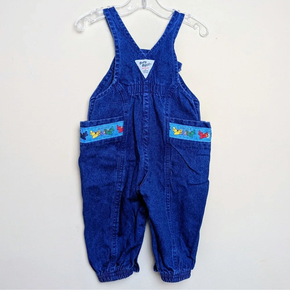 Vintage Oshkosh Bgosh Overalls Denim Osh Kosh Airplane Bubble 80s Size 12 Months